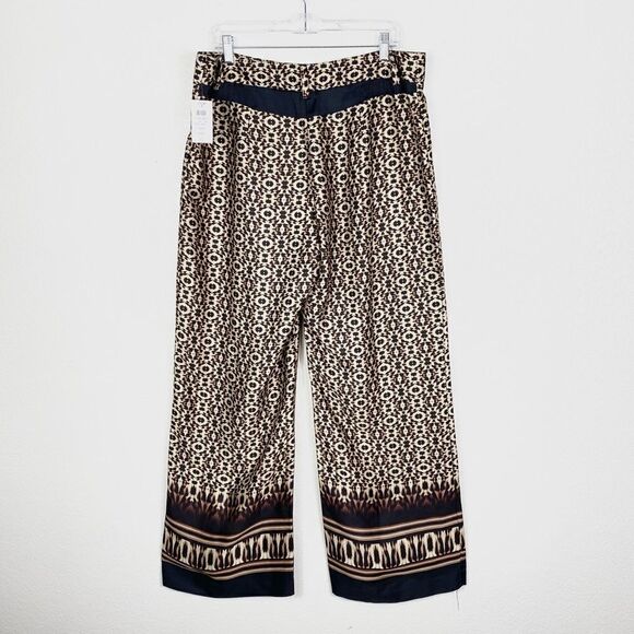 NWT Cache Black & Tan Printed Lightweight Wide Leg Pants - Picture 2 of 6